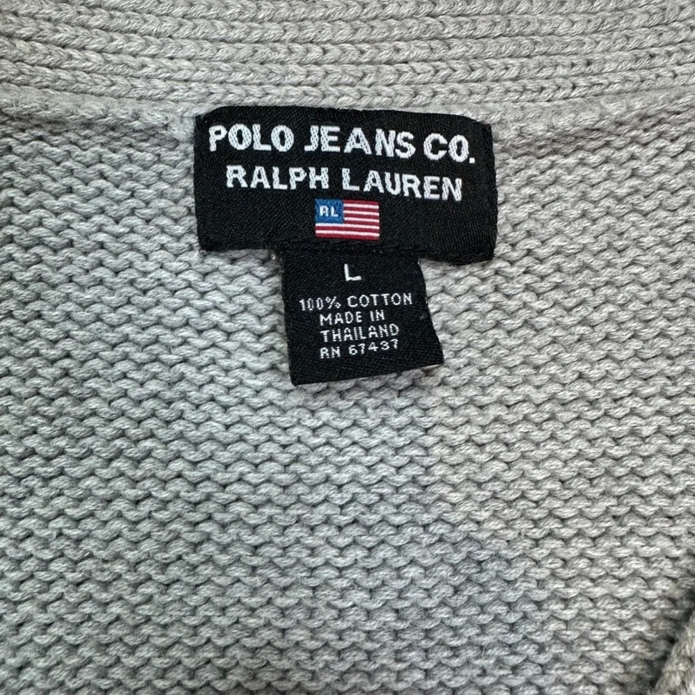 Polo Jeans Co‎ Ralph Lauren Mens Gray Cotton V-Neck Sweater Vest Large RN67437